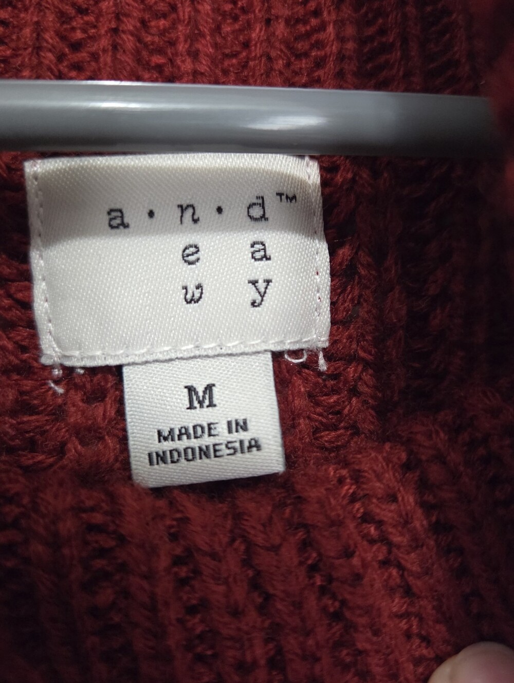 A New Day Red Chunky Ribbed Knit Cowl Neck Tunic Sweater Size Medium - Picture 7 of 9